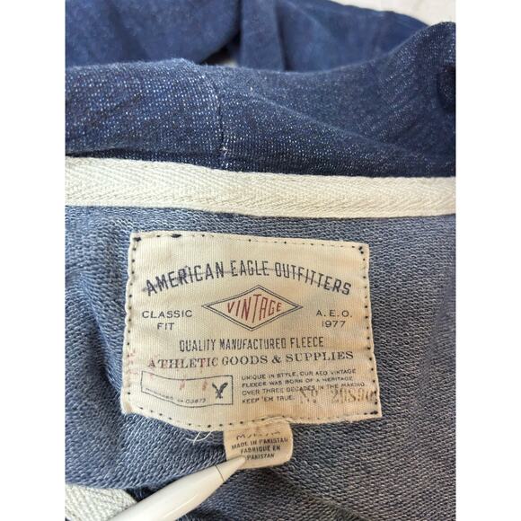 American Eagle Hoodie Men's Size Medium Blue Aztec Southwestern Vintage - Picture 3 of 7